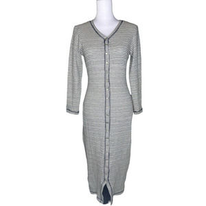 Vintage Rampage Stripe Dress Button Shirt Slimming Pencil Dress Longsleeve